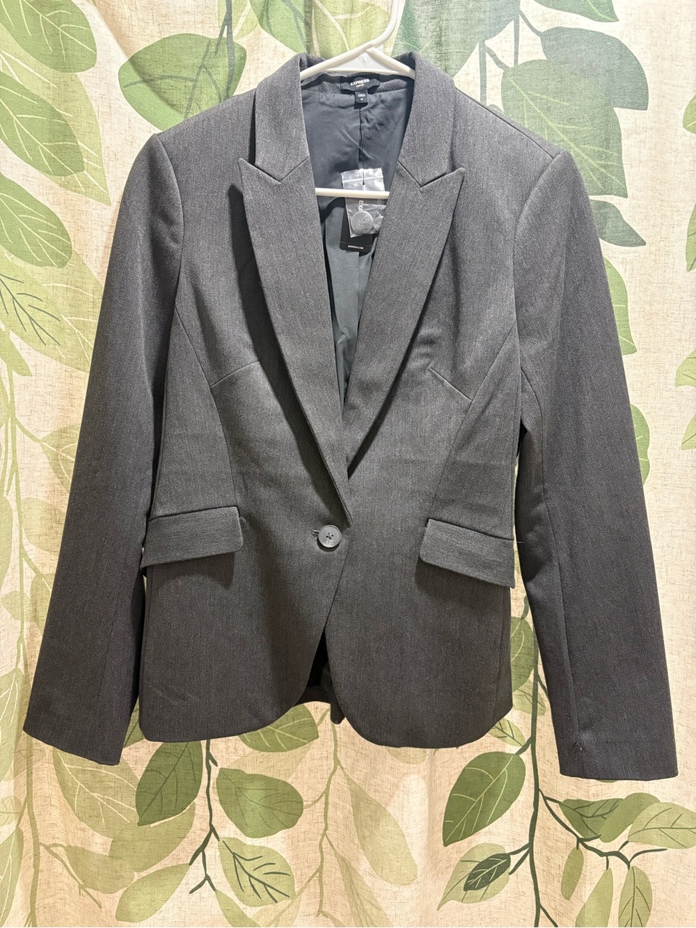 Express Women's Dark Gray Single-Button Blazer
